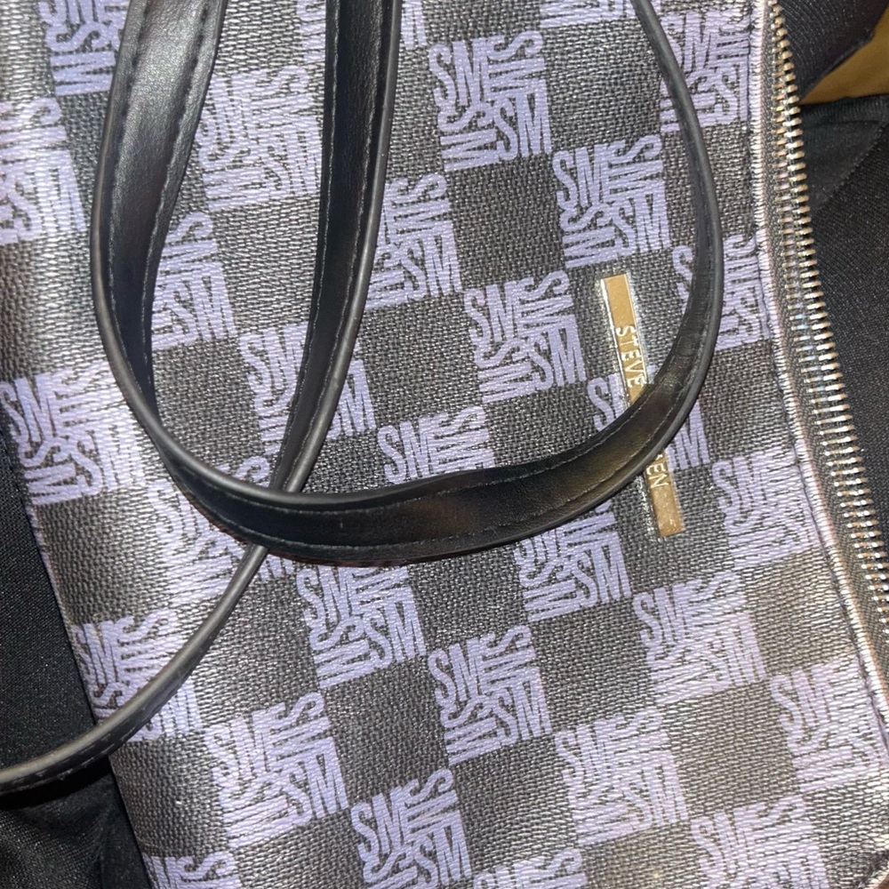 Steve Madden Black and Grey Checkered Women's Bag